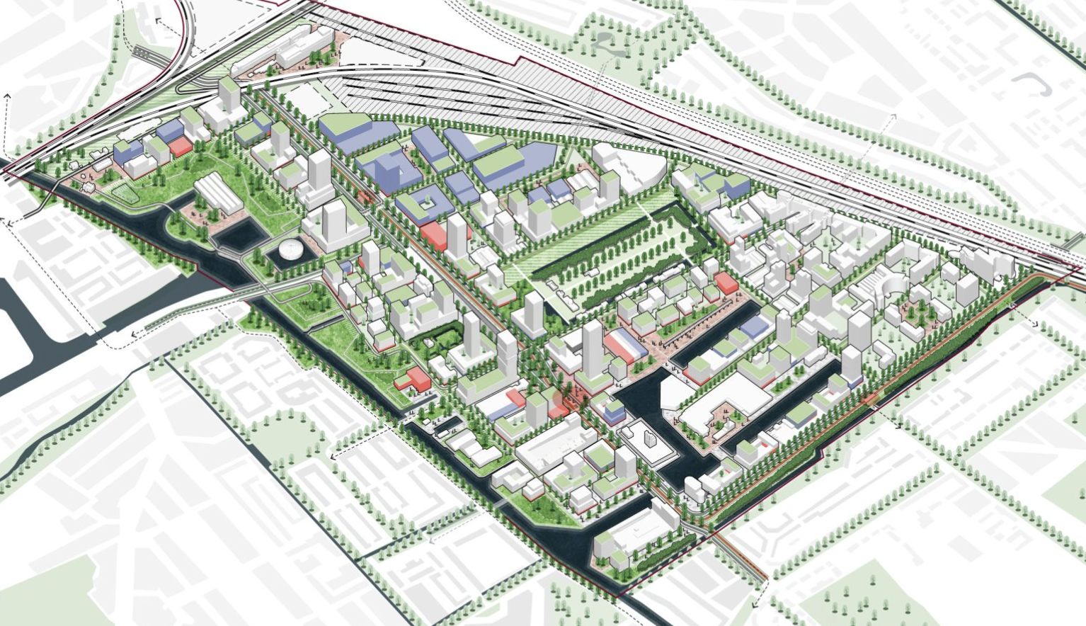 Masterplan rendering of the proposed Binckhorst redevelopment